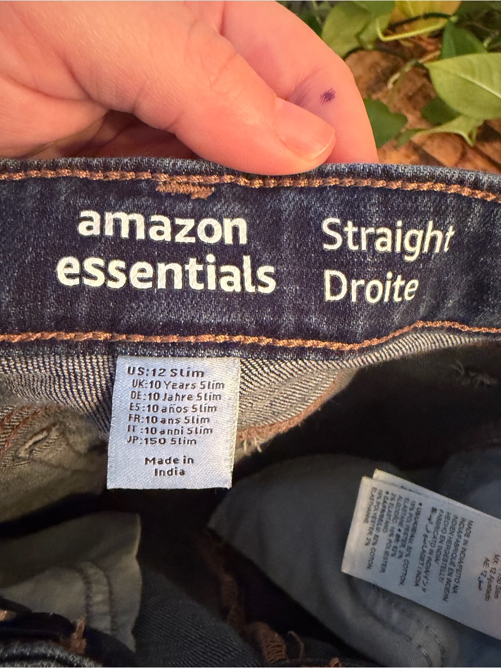 Amazon Essentials Dark Blue Straight Jeans with Copper Stitching